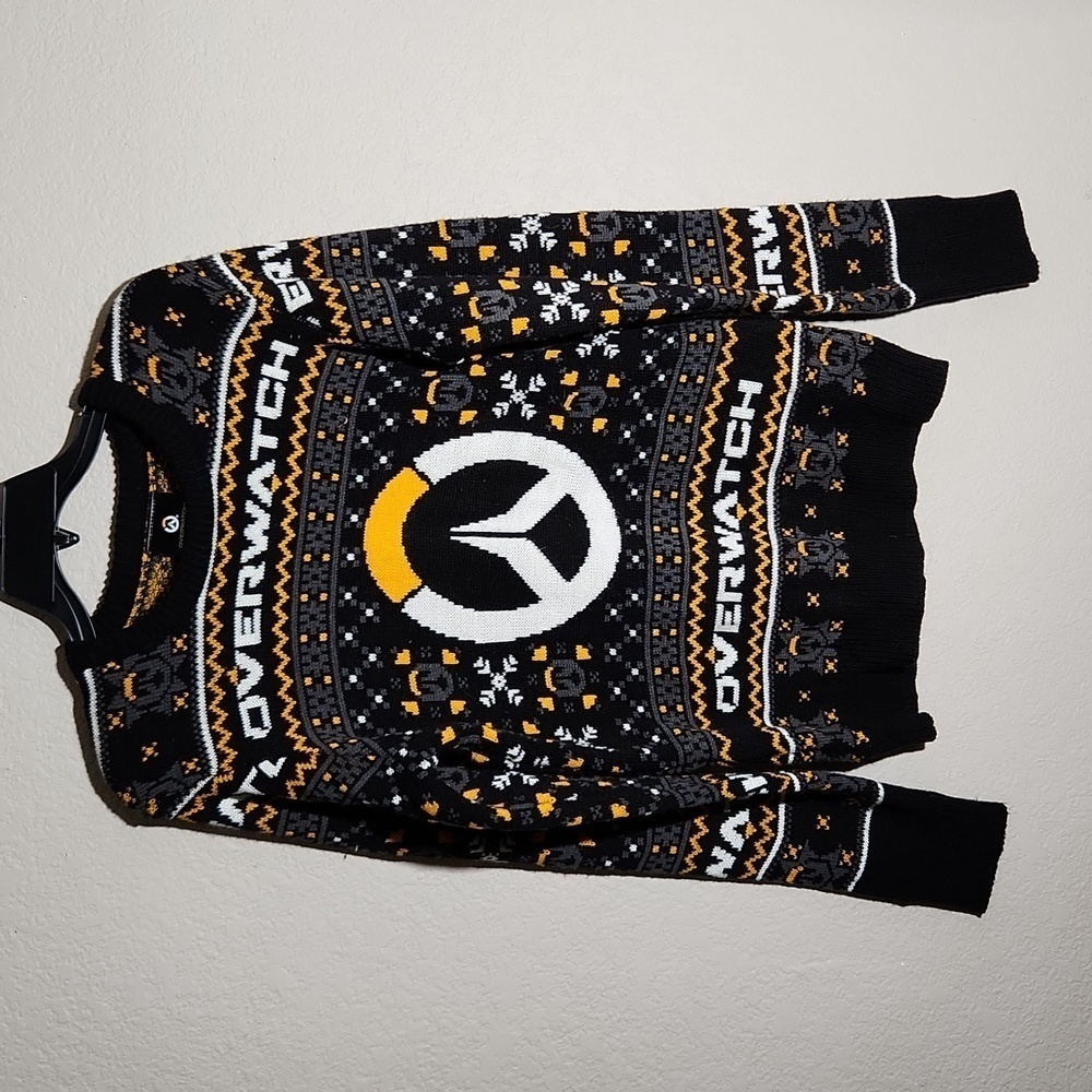 Overwatch Ugly Christmas Sweater Small Black Yellow